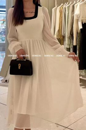 【门店同款】春季冰麻撞色连衣裙 150304974