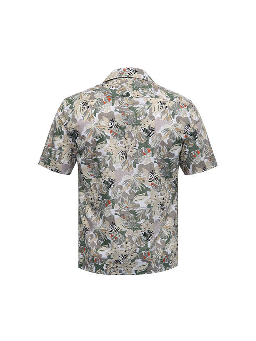 callisto绿色热带植物印花夏威夷领全棉短袖衬衫 SRCSS055Y 商品图4