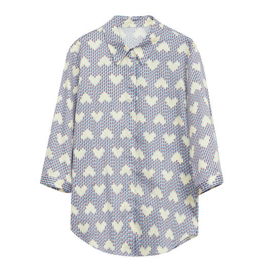 谜底花色衬衫女士2023夏季新款复古印花宽松衬衣七分袖236MC7081 商品图4