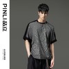 PINLI品立夏季新款宽松T恤拼接蝙蝠袖休闲男上衣拼料条纹体恤B232111039 商品缩略图1