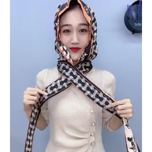 【双层双面飘带帽】菲灵马车春夏新款缎面防晒包头巾女旅游遮阳帽 商品图9