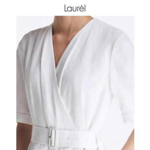 Laurel劳芮23春夏气质深v叠片收腰连衣裙LWL342Y08900 商品图6