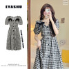 2023年新款设计感小众法式气质长裙 泡泡袖格子连衣裙子女夏GAO级感 商品缩略图0