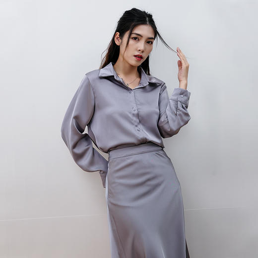 Avann醋酸感缎面衬衫23210 商品图11