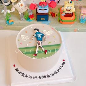 足球场的男生Fernando Torres9手绘蛋糕-低糖处理无添加