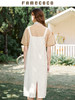 Famecoco范可儿宽松背带裙女森系夏季棉麻方领文艺连衣裙FAB3FE006 商品缩略图2