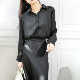 Avann醋酸感缎面衬衫23210