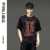 PINLI品立夏季新款男士印花拼接织带圆领短袖T恤BG231111063 商品缩略图0