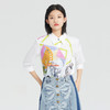 谜底棉麻衬衫女2023夏季新款简约趣味印花宽松7分袖上衣235MC6001 商品缩略图0