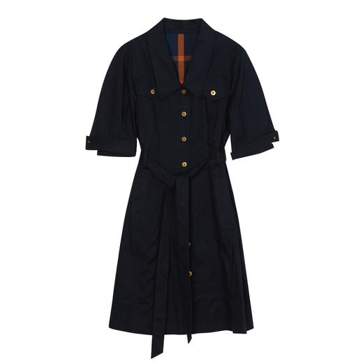 谜底短袖连衣裙2023夏季新款简洁通勤OL风气质中长裙女235ML6046 商品图4