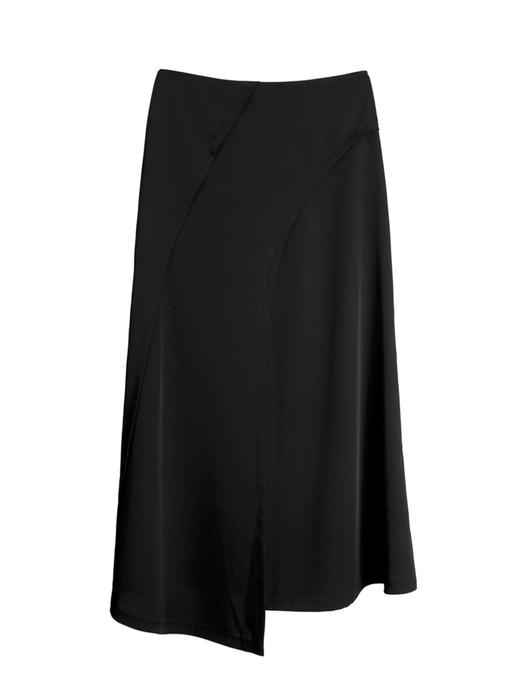 Semplicita | F21 斜切面半裙 [ 黑  ] 商品图3