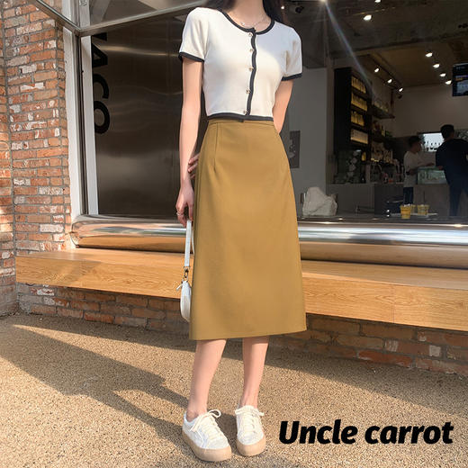 【高腰显瘦显高❗️穿出气质】黑色半身裙，夏季a字长裙新款小个子高腰chic裙子设计感小众 商品图1