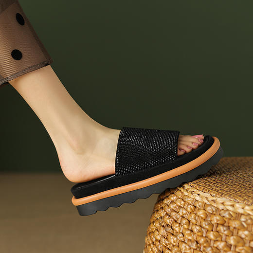 舒适百搭，厚底水钻凉拖鞋TYM-6176 商品图4