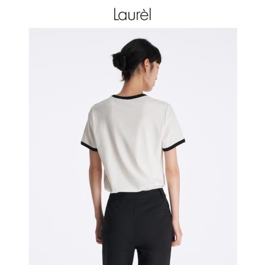 【匹马棉】Laurel劳芮23春夏LOGO印花撞边T恤上衣LWL342Z03300 商品图5
