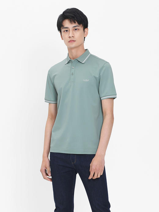 callisto浅绿色天丝棉翻领T恤 SRTSS066C 商品图1
