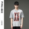 PINLI品立夏季新款男士印花拼接织带圆领短袖T恤BG231111063 商品缩略图3