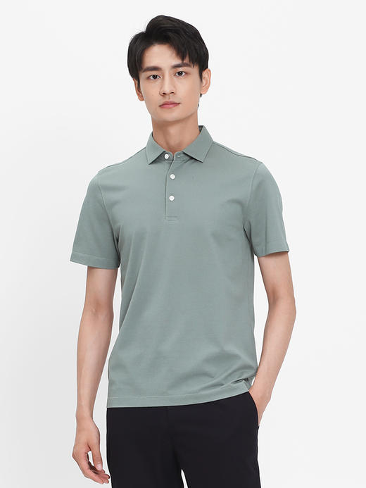 callisto绿色丝棉翻领T恤  SRTSS060C 商品图0