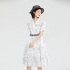 谜底2023夏季新款复古文艺趣味印花纯棉收腰短袖连衣裙235ML6049 商品缩略图2