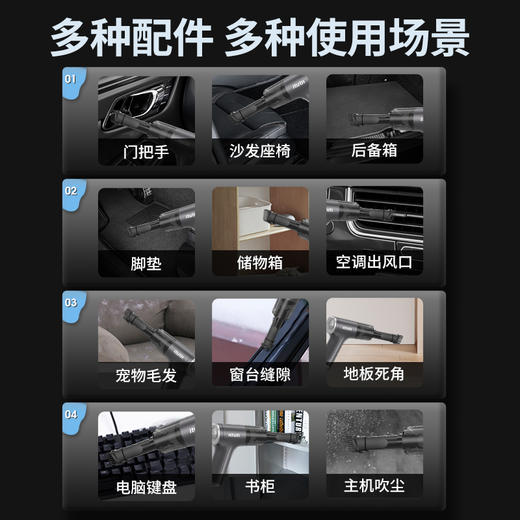 【吹吸充抽四合一】爱图腾 5000pa无线车载家用小型手持吸尘器 商品图5
