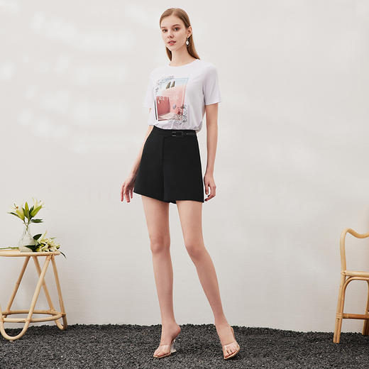 EITIE爱特爱夏季新款时尚百搭打底舒适弹力圆领印花T恤女6502202 商品图3