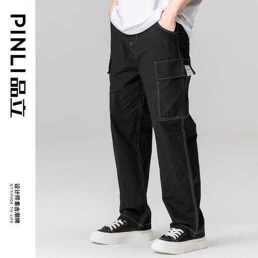PINLI品立夏季新款男士多口袋工装休闲长裤直筒裤GD232117316 商品图1