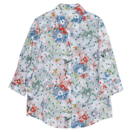 谜底纯棉花色衬衫女2023年夏季新款复古修身七分袖衬衣236MC6071 商品图4