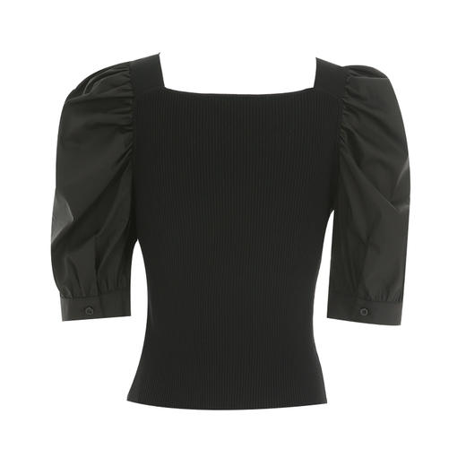 VIMAGE纬漫纪夏季新款时尚百搭方领泡泡袖针织衫V1901516 商品图6