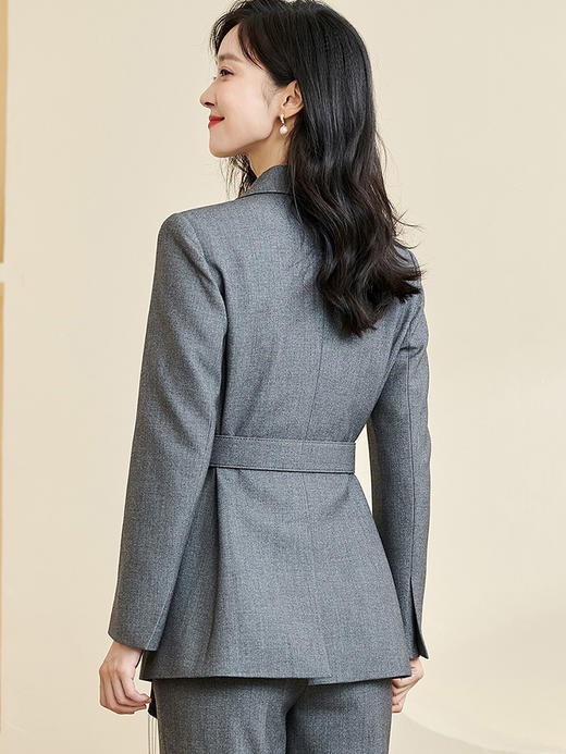 剩S/M/XL/XXL 米思阳2026春季新款时尚气质通勤OL西装经典灰色长袖西服女3434 商品图2