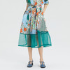 谜底花色半身裙2023夏季复古优雅拼接欧根纱中长百褶裙235MB6017 商品缩略图0