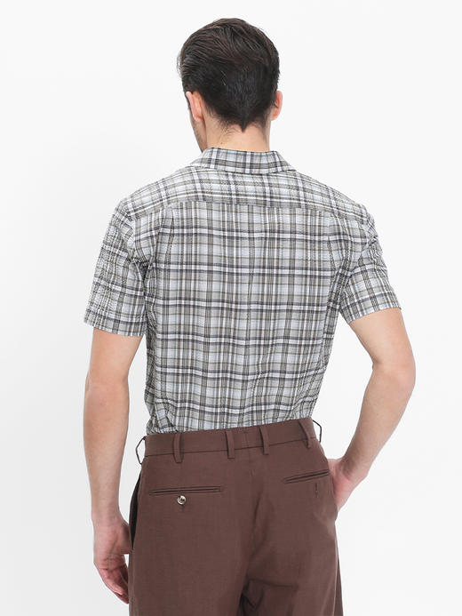 callisto咖色格纹微泡纹理短袖衬衫 SRCSS133Y 商品图2