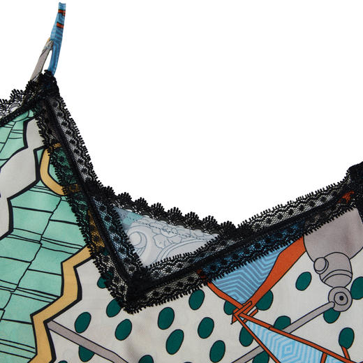 谜底2023夏季新款印花蕾丝花边V领细吊带内搭花色上衣女236MN7092 商品图3