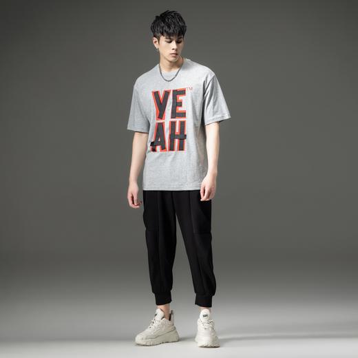 PINLI品立夏季新款男士印花拼接织带圆领短袖T恤BG231111063 商品图4