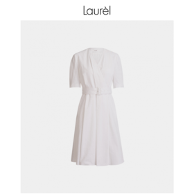 Laurel劳芮23春夏气质深v叠片收腰连衣裙LWL342Y08900