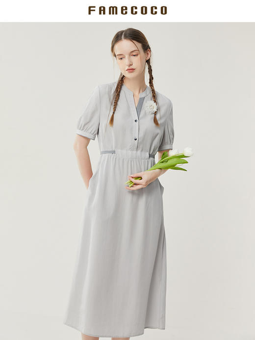 famecoco范可儿绝美仙女连衣裙夏季天丝收腰裙气质名媛FAB3FA012 商品图4