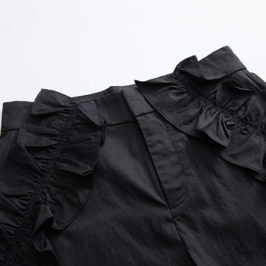 谜底短裤女2023年夏季新款复古优雅荷叶边A字型宽松短裤235MK6032 商品图3