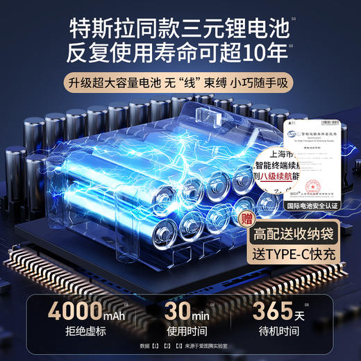 【吹吸充抽四合一】爱图腾 5000pa无线车载家用小型手持吸尘器 商品图4