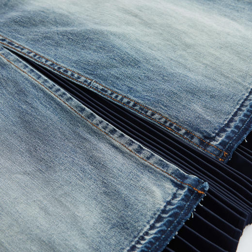 谜底半身裙2023夏季新款高腰百搭牛仔拼接雪纺中长裙女235MB6014 商品图3