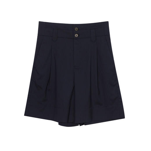 谜底短裤女2023夏新款复古时尚简约高腰细条纹休闲短裤235MK6031 商品图4