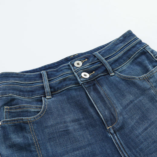 谜底牛仔裤23年春简约时尚高腰双腰头紧身牛仔裤长裤女235MK6008 商品图3