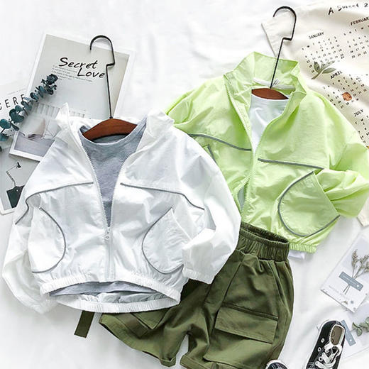 【超薄！儿童荧光防晒服】儿童夏季薄外套透气新款防紫外线外套男女宝宝夏季薄外套 商品图1