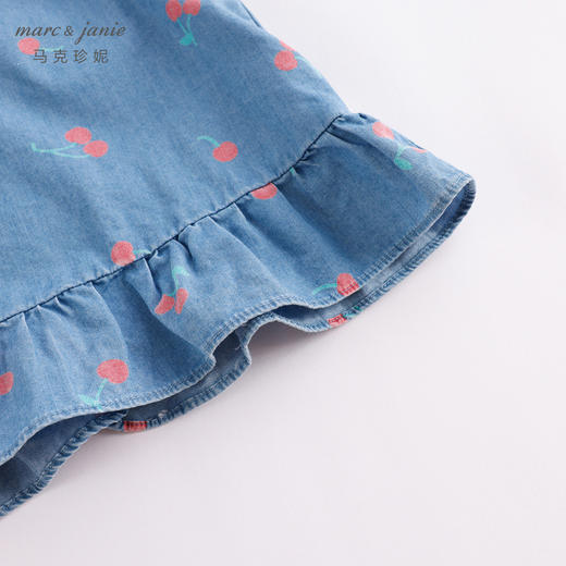马克珍妮夏装新款 女童趣味樱桃纯棉牛仔背心套装230763 商品图4