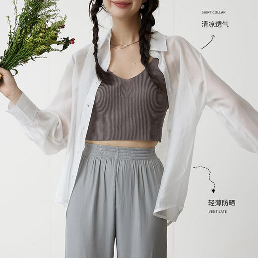 【本周补贴69/件】莱赛尔天丝防晒衬衫 糖果色薄款凉感丝滑外穿长袖上衣开衫 商品图2