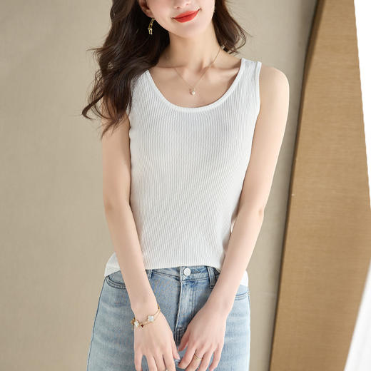 白色无袖，薄款针织背心CC-52-F20 商品图7