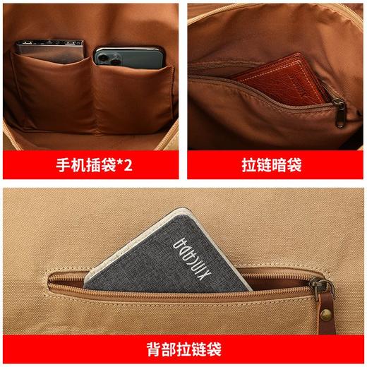 复古帆布斜跨包男单肩包运动健身包大容量出差手提旅行包行李包潮 商品图6