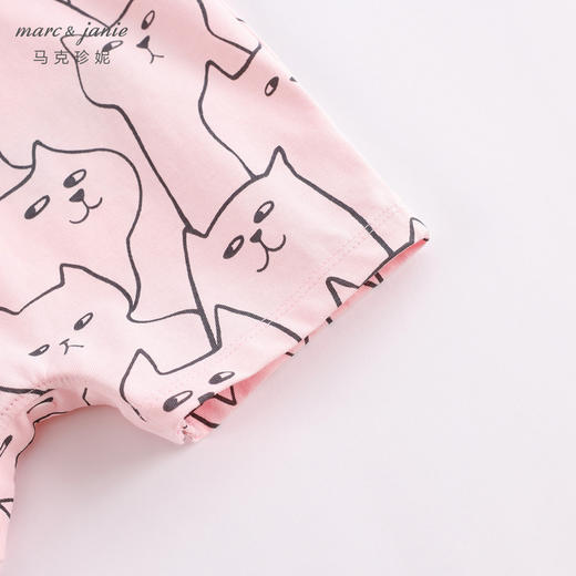 【凉感抗菌】马克珍妮夏装 女宝宝猫咪短袖连体衣230671 商品图2