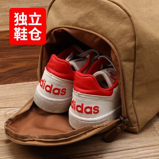 复古帆布斜跨包男单肩包运动健身包大容量出差手提旅行包行李包潮 商品图4
