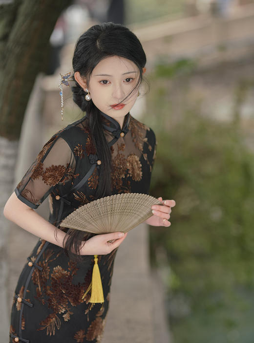 TX春夏时尚修身旗袍连衣裙日常假两件背心式改良旗袍 商品图2