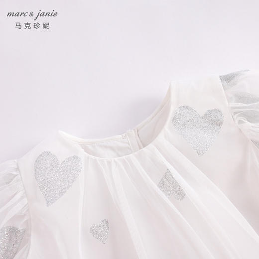 马克珍妮夏装新款 女童满底爱心泡泡袖网纱连衣裙230981 商品图4