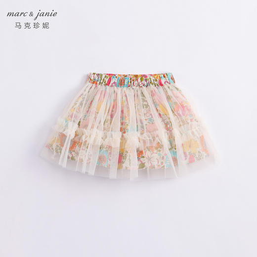 马克珍妮夏装 女童田园风棉真丝网纱短裙半身裙 宝宝裙子230756 商品图1