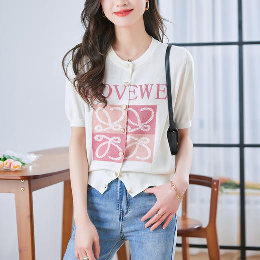 宽松短袖印花显瘦，洋气别致针织开衫CC-QL-8837 商品图5